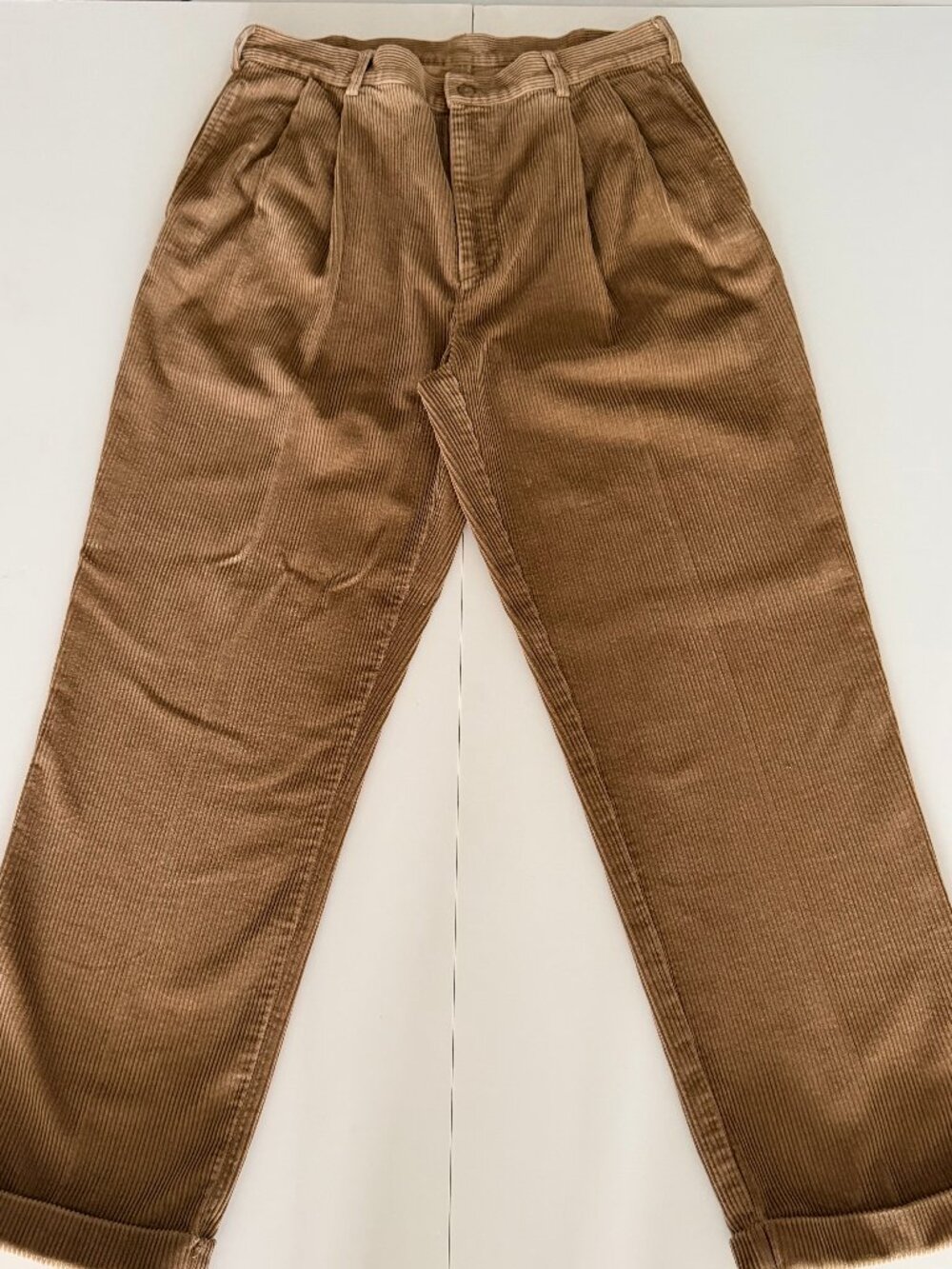 Jos A Bank Corduroy Pants Mens 35x30 Brown Pleated Trousers Classic Cuffed